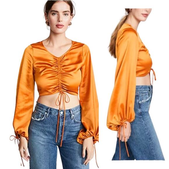 Staud Blossom Cinch Top in Cumin / Rust Satin NWT Size S - Picture 1 of 12